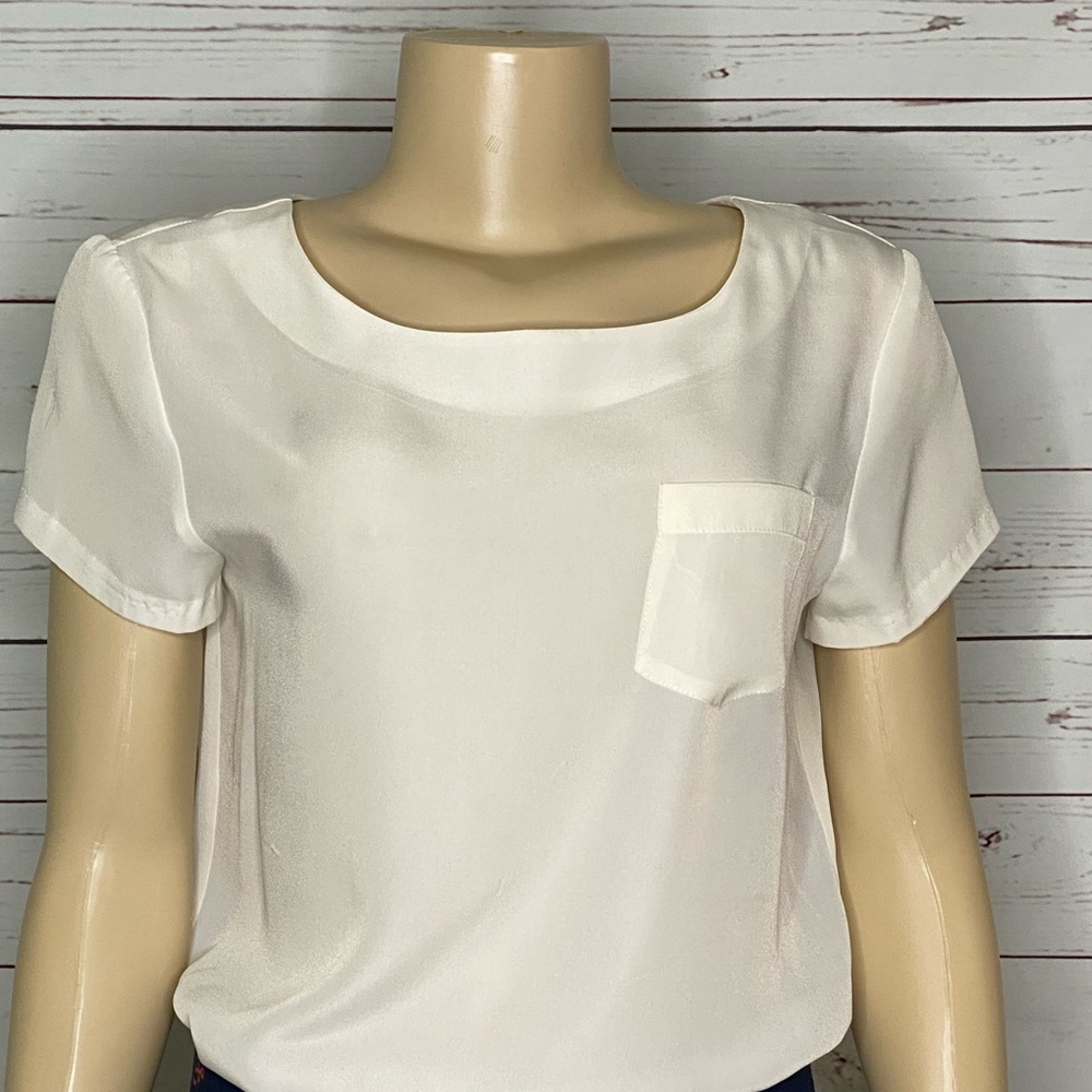 J. Crew cream popover blouse size Small